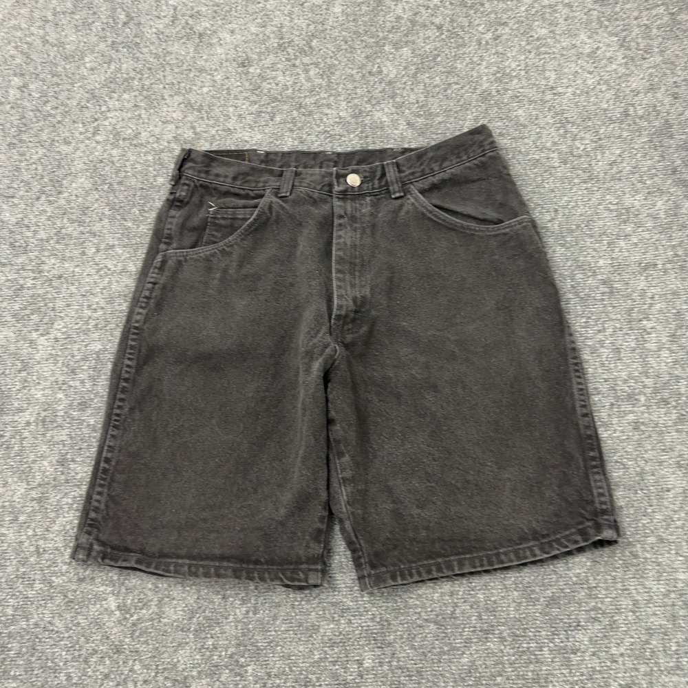 Vintage Wrangler Jean Shorts Mens 34 Black Cotton Denim Relaxed Workwear Street